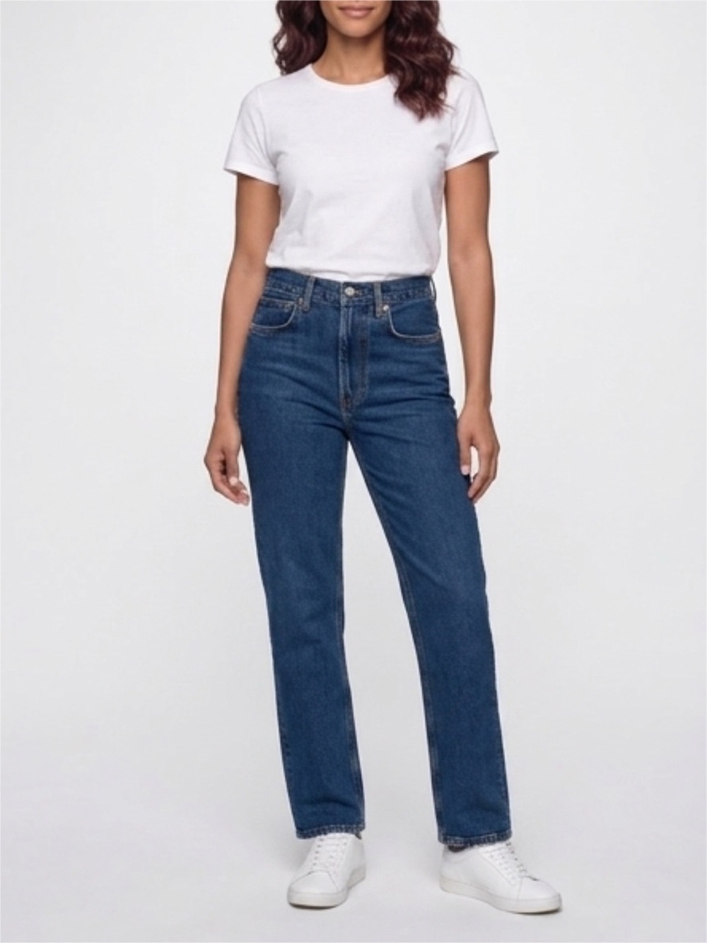 Agolde High-Rise Straight Jeans - Dark Blue - Picture 2 of 6